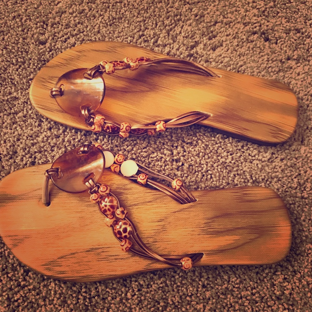 Cute brown beaded sandals